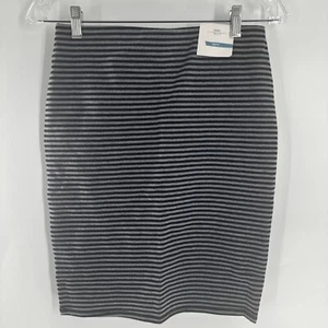 Old Navy Womens Sz XS Pencil Skirt Black Gray Striped Bodycon Stretch Elastic - Picture 1 of 4
