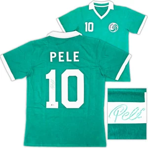 NEW YORK COSMOS PELE AUTOGRAPHED SIGNED GREEN JERSEY BECKETT BAS STOCK #194363 - Picture 1 of 7