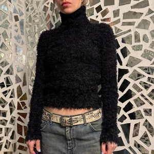 Suéter Morgan De Toi Top Cuello Alto Manga Larga Negro Difuso Grunge Y2K Xs-S - Imagen 1 de 5