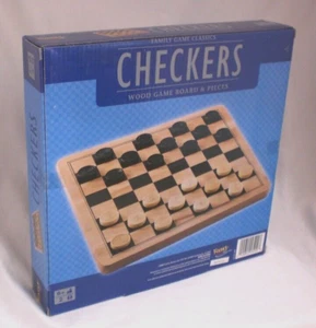 CHECKERS GAME SOLID WOOD BOARD AND PIECES NEW FACTORY SEALED - Picture 1 of 1