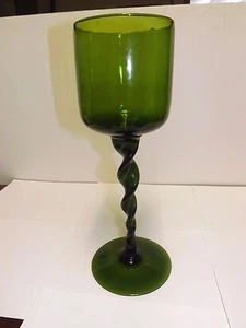 EMPOLI FOREST GREEN HAND BLOWN ITALY LABEL GLASS EMPOLI PEDESTAL 14 1/8 - Picture 1 of 6