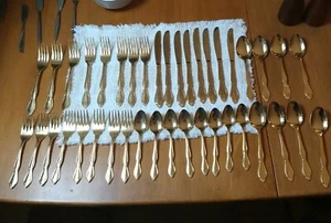 Vintage Customcraft 40 Piece Service for 8 Gold Plated Stainless Made in Japan - Picture 1 of 12