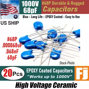 20 Pezzi | 68P 68pF .000068uF .068nF 1KV Condensatore Ceramico Alta Tensione | SPEDIZIONE USA - Foto 1 di 5