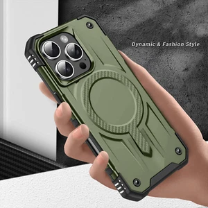 For iPhone 16 Pro Max/16E/15 Pro Magnetic Shockproof Hard Back Slim Rugged Case - Picture 1 of 68