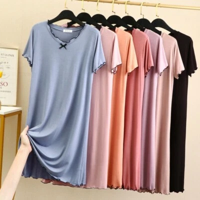 Summer Women's Modal Cotton Nightdress Loose Knee-Length Sleepwear Plus Size  - Image 1 of 4