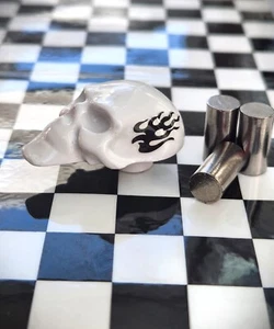 Pinewood Derby Car 2.95 oz White Tungsten SKULL & 3 Rods 4 oz Total weight! - Picture 1 of 6