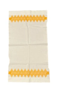 Toalla de cocina de mano Huck de algodón vintage con encaje bordado sueco amarillo dorado - Imagen 1 de 5