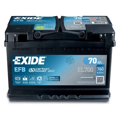 Batteria Exide 70Ah 720A 12V Start-Stop EFB = Bosch Varta Fiamm 70 ah AFB S&S - Immagine 1 di 4