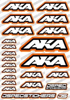 AKA RC BUGGY TYRES STICKER DECAL SHEET A5 1/8 TRUGGY CUSTOM OFF ROAD RIM ORANGE - Image 1 of 4