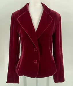 Rafaella Velvet Jacket Womens 6 Burgundy Blazer Feminine Y2K Retro Whimsigoth - Picture 1 of 17