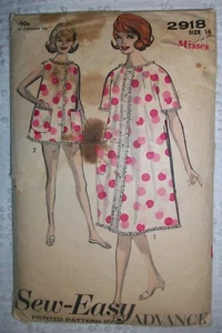 Advance Vintage 50s Sewing Pattern 2918 Shortie Pajamas & Robe Size 14 Lingerie - Picture 1 of 2