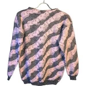 El Mar California Vintage 80’s 90’s Pink Gray Striped Sweater Women’s S - Picture 1 of 7