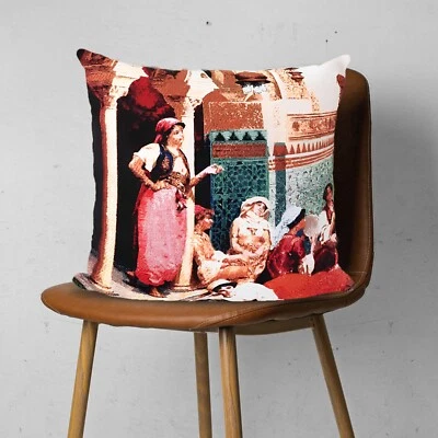 Tapestry Pillow Cover,Ottoman Women Gobelin Pillowcase,Housewarming Woven Throw - Image 1 of 4