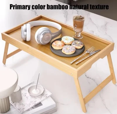 Frühstückstablett Tablett Holz klappbar Betttablett mit Beinen Serviertablett - Bild 1 von 4