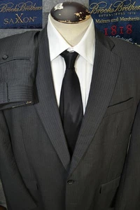 Brooks Brothers Saxxon Suit Mens 46L Gray Pinstripe 1818 Madison USA Pants 40x30 - Picture 1 of 24
