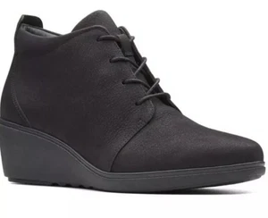 Clarks Un Tallara Eva Ladies Black Leather Low Ankle Boots Uk Size 5.5 D EUR 39. - Picture 1 of 5