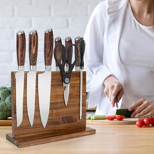 Messerblock Doppelseitig Magnetisch Holz Messerhalter Messer Aufbewahrung Organizer - Bild 1 von 7