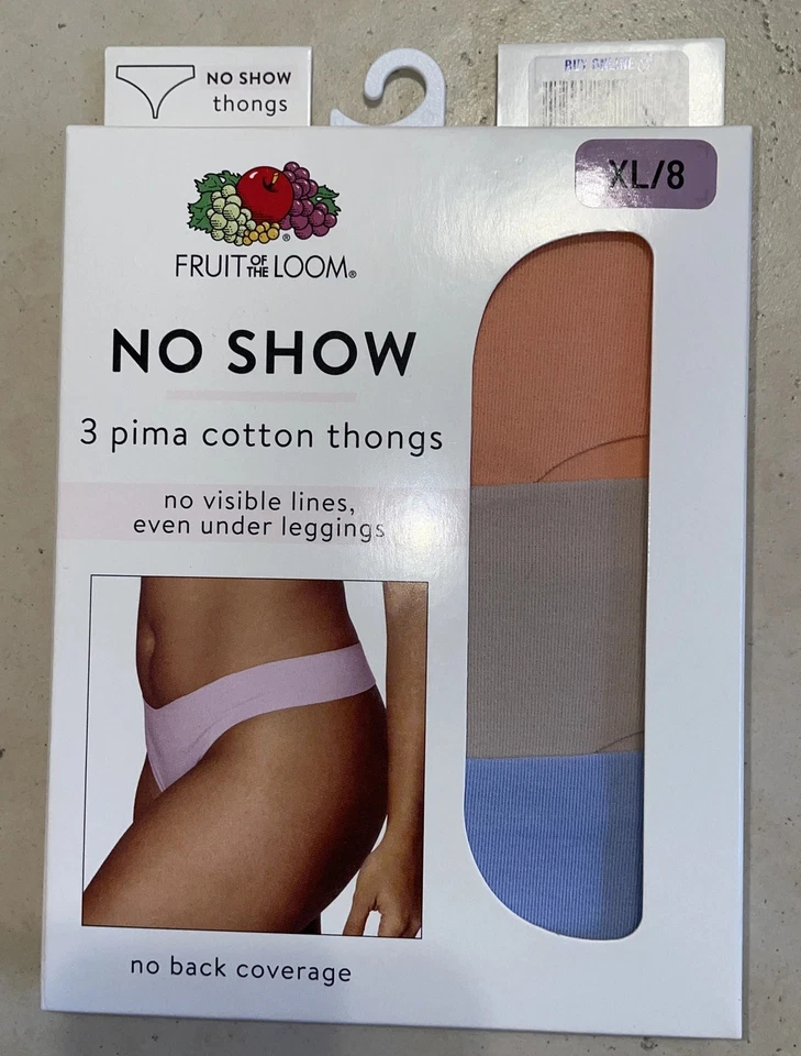 NUEVO EN CAJA Mujer Fruit Of The Loom 3 Pares Tanga Bragas No Show Panty Talla XL 8 Foto 1 de 4