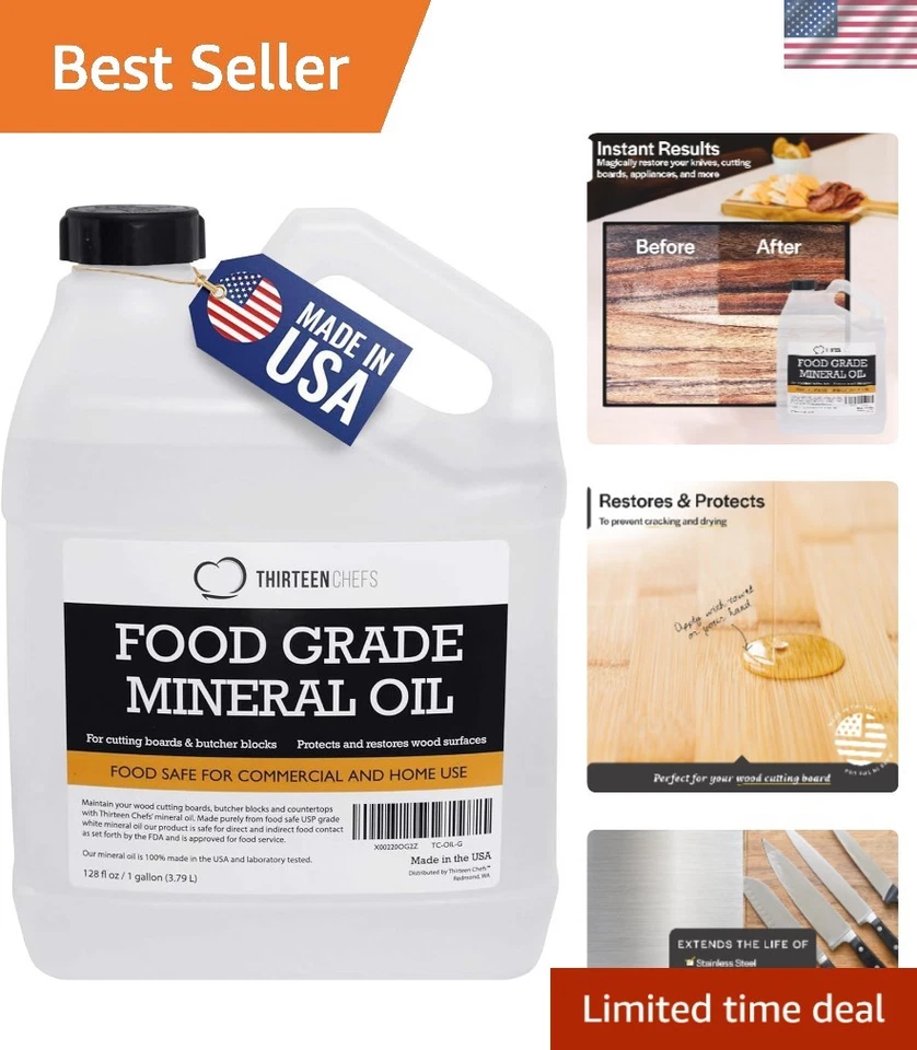 Aceite mineral 128 oz probado en laboratorio - Acondicionador para madera, seguro y fácil de usar Foto 1 de 4