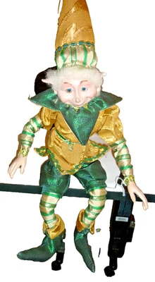 MUÑECA POSABLE ELFO DE NAVIDAD SAN NICHOLAS Estante Cuidador Robert Stanley Verde 20" Foto 1 de 4