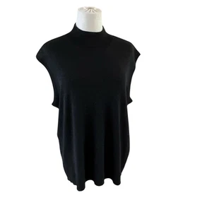 Coldwater Creek Black Metallic Silk Blend Mock Neck Sleeveless Sweater Vest 1X - Picture 1 of 7
