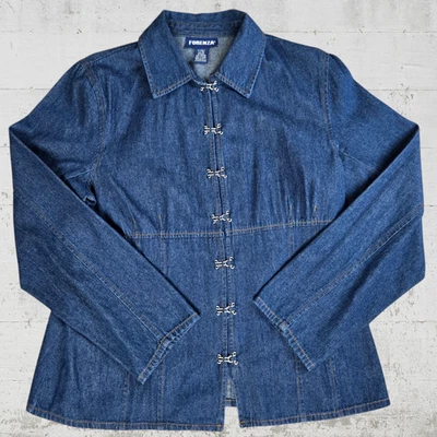 Chaqueta Denim Clásica Cambray Gancho y Ojo Lavado Oscuro Forenza Años 90 De Colección Talla 16 Foto 1 de 4