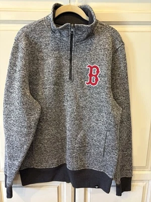 Boston Red Sox Sweater Mens Medium MLB Baseball 1/4 Zip Pullover 47 Brand Gray - Image 1 of 4