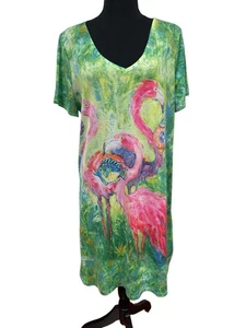 Leoma Lovegrove Gr. Lg Tropical Christmas Holiday Flamingo Dress Wearable Art - Bild 1 von 9