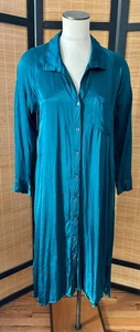 YFB Clothing Co. Long-Shirt-Kleid Größe M türkisblau Satin Viskose Viskose - Bild 1 von 4
