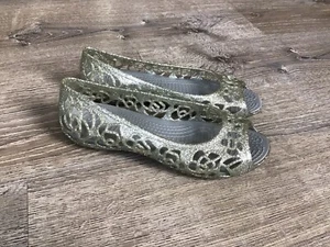 CROCS Isabella Glitter Youth Girls Size 3 J3 Jelly Slip On Flats Sandal 202603 - Picture 1 of 12