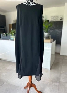 NEU! HEINE Kleid Reg€89,99- Chiffon Einsätze A-Linie Ärmellos XXL 50 Black Dress - Bild 1 von 5