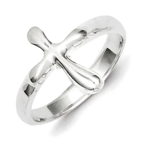 Sterling Silver Vertical Tiny Freeform Cross Ring QR610 - Picture 1 of 1