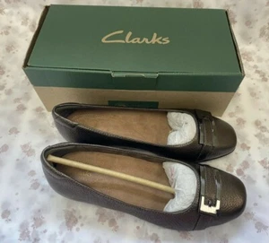 NEW Clarks Artisan UK3EE extra wide Candra Glare metallic brown leather shoes - Picture 1 of 12