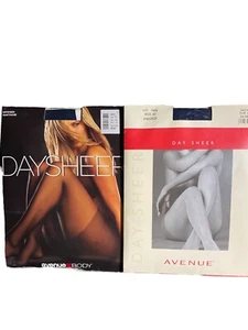 Avenue Pantyhose Women’s 2 Pack Size C Navy Blue & Black Sheer Classic - Picture 1 of 15