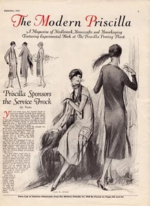 1925 Priscilla Service Frock Fashion Plate Vtg 1920s Print Magazine Illustration - Imagen 1 de 2