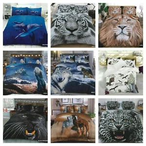 3D Tiergedruckter Bettbezug mit Kissenbezügen Quilt Bettwäsche Set bestes Geschenk - Bild 1 von 23