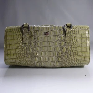 i santi Green Crocodile Embossed Leather Shoulder Bag Made in Italy - Picture 1 of 15
