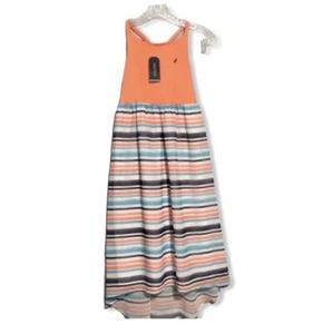 Nautica Summer High Low Tank Top Dress Girls 12 Sleeveless Striped - Picture 1 of 5