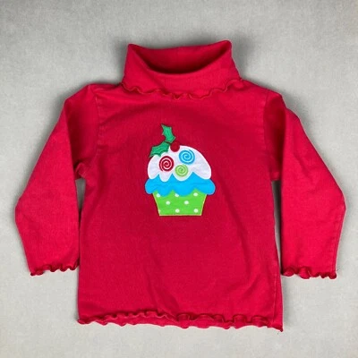 Kelly's Kids Rojo Bordado Cupcake Lechuga Borde Cuello Alto - Niñas 2T - Usado en Excelente Condición! Foto 1 de 4