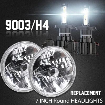 Hi/Lo Beam 7inch Round LED Headlights For Dodge W100 W200 W300 Pickup - Image 1 of 4