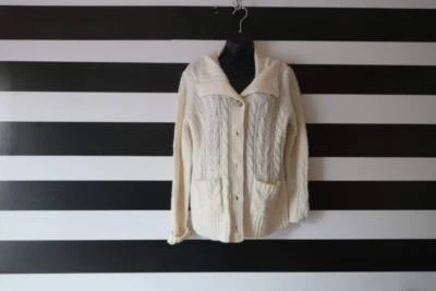 Cárdigan suéter tejido St John's Bay para mujer color crema con botones delanteros talla L grande Foto 1 de 4