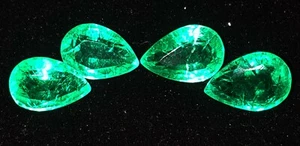 Natural Emerald Loose Gemstone 8-10 Ct Certified 4 Pcs Lot Pear Shape Gem WE01 - Picture 1 of 11
