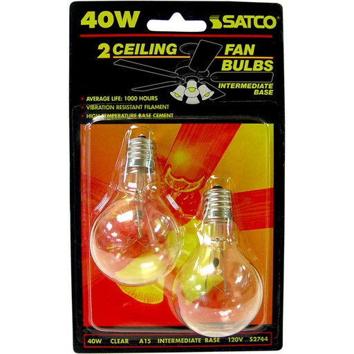 Satco 120V Intermediate Base 40-Watt A15 Light Bulb, Clear 1 Pk Of 2 Bulb - Image 1 of 1