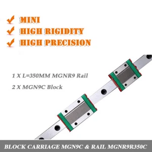 L350mm 9mm MGN9 Linear Actuator Slide Rail + 2PC MGN9C Slider Block For CNC Kit - Picture 1 of 1