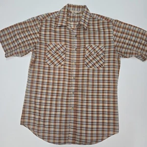 De colección CAMISA KINGSPORT AÑOS 70 80 Manga Corta Cuadros Cuadros Para Hombres Mediano Hipster Chaleco - Imagen 1 de 10