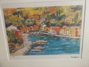 Mara Sanguineti -"Portofino" -Signed/Numbered Print - 9.5 X 7in- In nice Frame - Picture 1 of 5