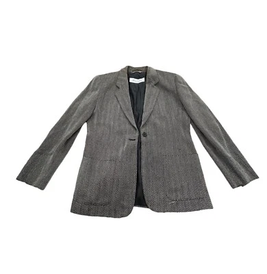 Blazer Vintage Acolchado al Hombro Blanco y Negro Estampado Diseñador MaxMara Talla 10 Foto 1 de 4