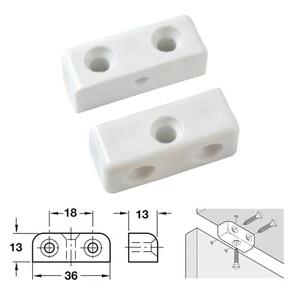 WHITE MODESTY BLOCKS Furniture Connector Joint Fix-It Block Cabinet Shelf Fixing - Picture 1 of 1