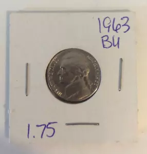 Moneda de cinco centavos Jefferson Nickel BU 1963 moneda exacta fotografiada - Imagen 1 de 2