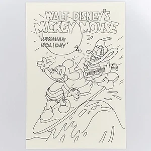 Mickey Mouse Postkarte Donald Duck Disney Japan Färbung Hawaii Urlaub Ukulele - Bild 1 von 2